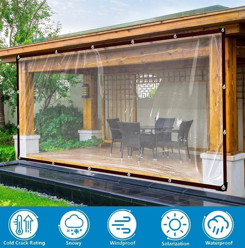 ADRUEKMV Clear Tarp - Heavy Duty Waterproof 9x16FT Plastic Tarps with Grommets Clear Vinyl Tarps for Outdoor Porches Transparent Tarpaulin for Patio Enclosure Roofs Greenhouse Plant Chicken Coop Cover - Image 2